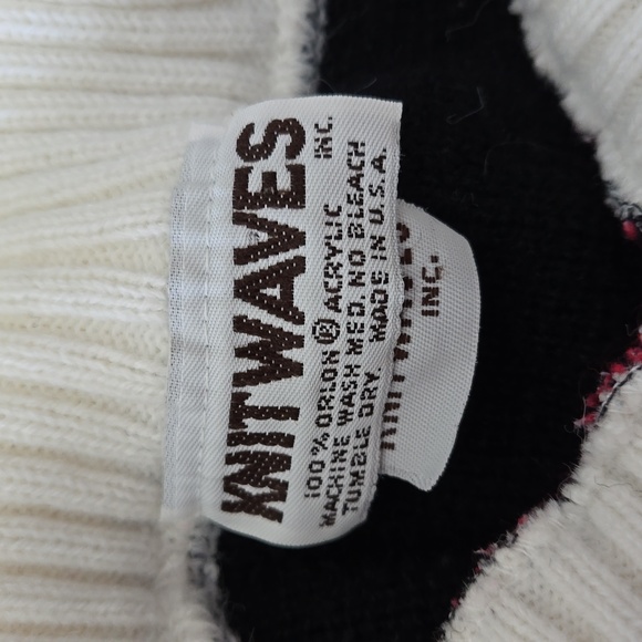 Vintage Knit Waves Geometric Design Women's Bold Colored Sweater Collared Sz M - Picture 7 of 10